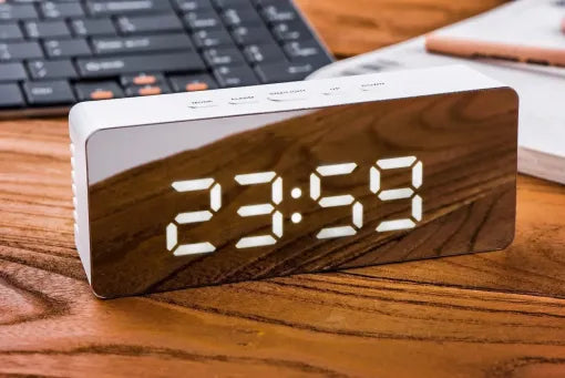 Raxiva-digital alarm clock smart mirror desktop bedside light