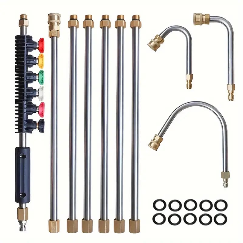 Raxiva-4000 psi telescoping high pressure washer wand set for gutter roof drainage walls cleaning