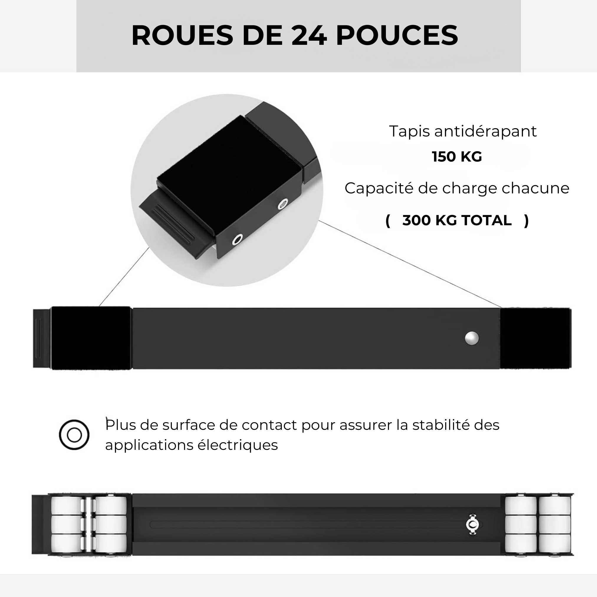 Raxiva-socle mobile universel avec frein pack de 2