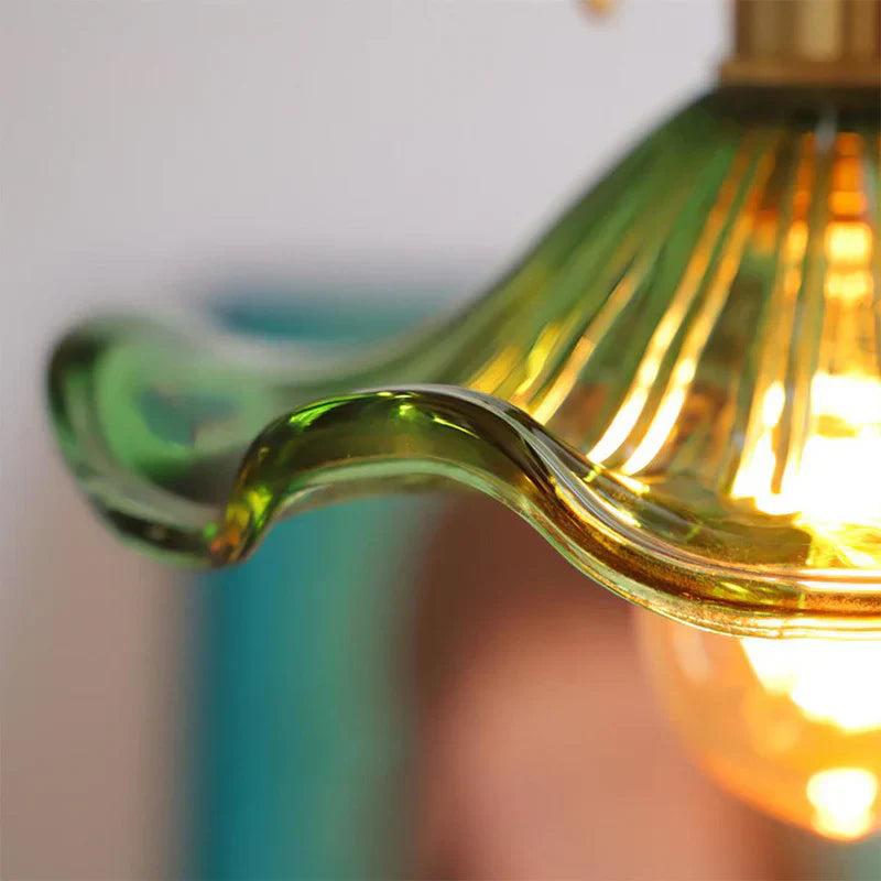 Raxiva-luminaire pendentif hibiscus verre souffle elegance