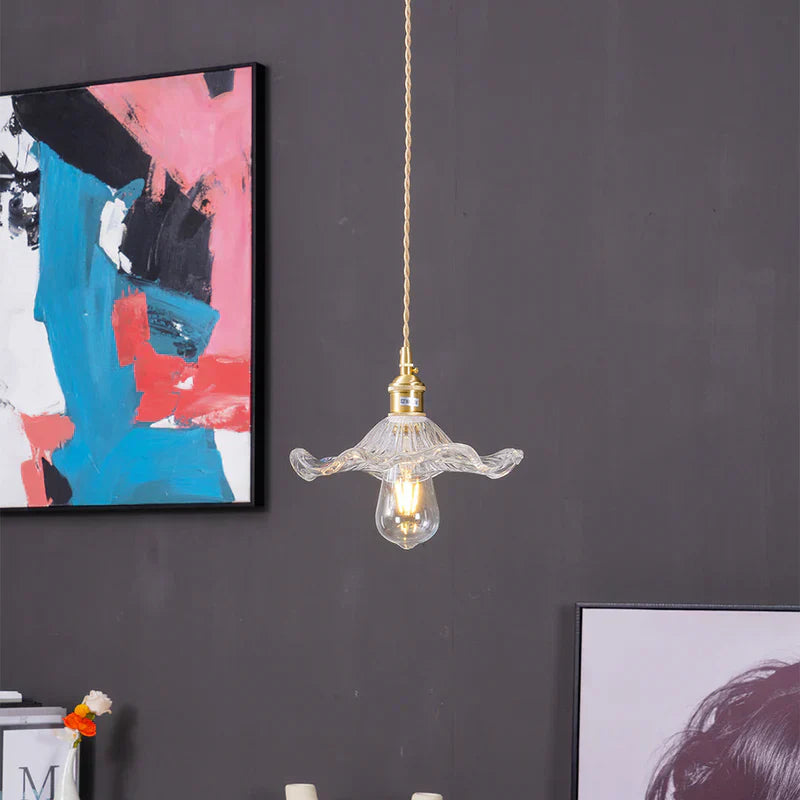 Raxiva-luminaire pendentif hibiscus verre souffle elegance