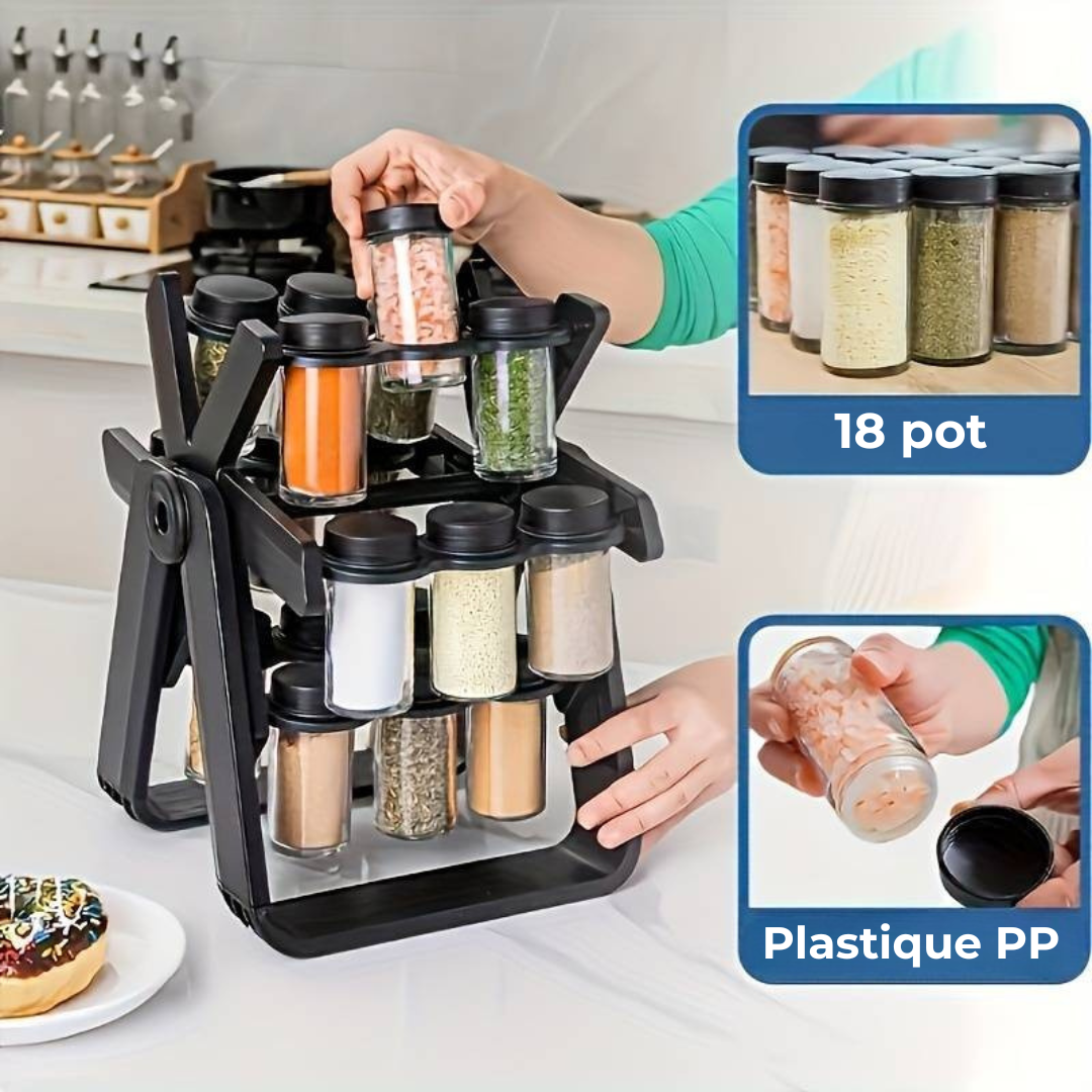 Raxiva-etagere a epices rotative 360 18 pots