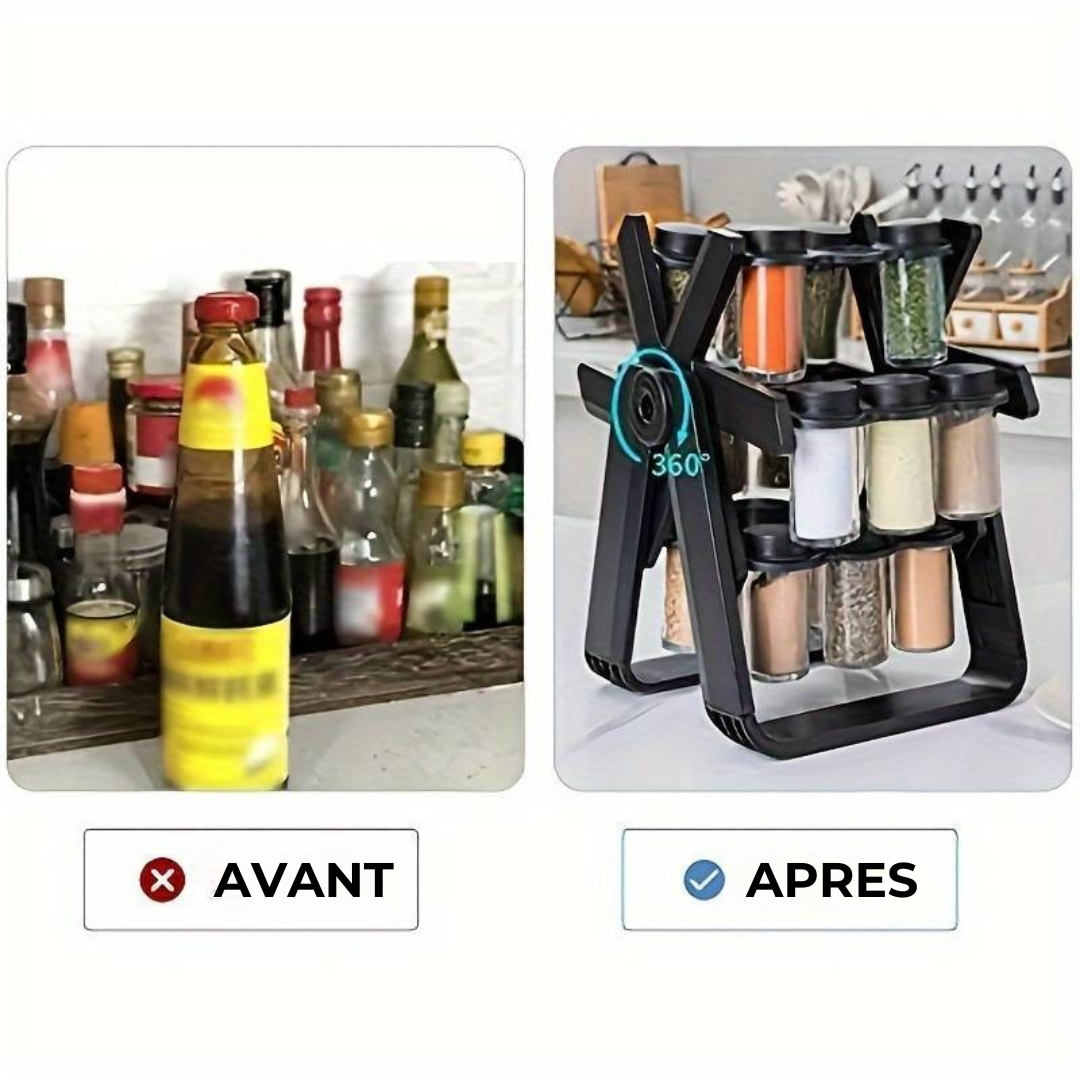 Raxiva-etagere a epices rotative 360 18 pots