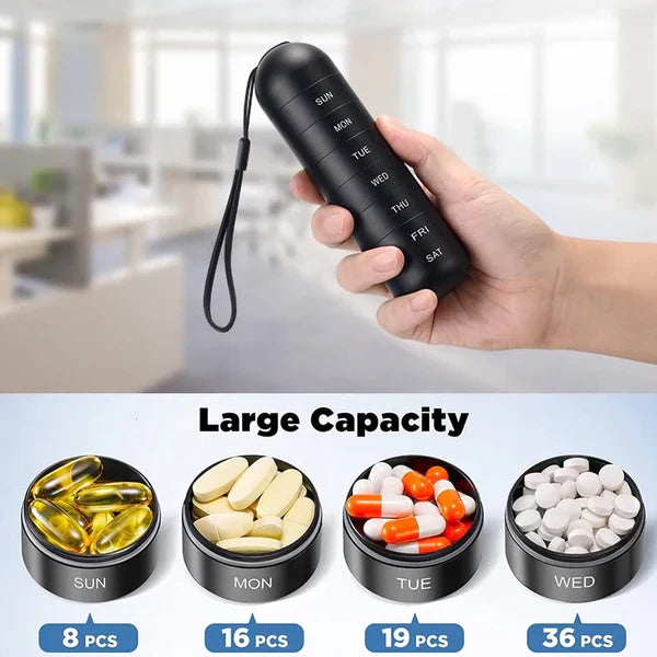 Raxiva-aluminum 7 day portable pill organizer for travel