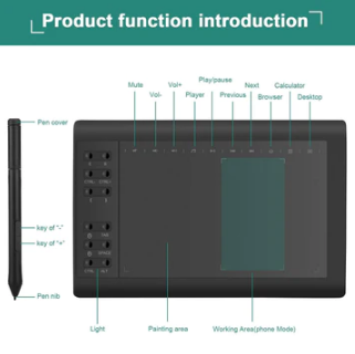 Raxiva-graphic tablet drawing pad digital pen