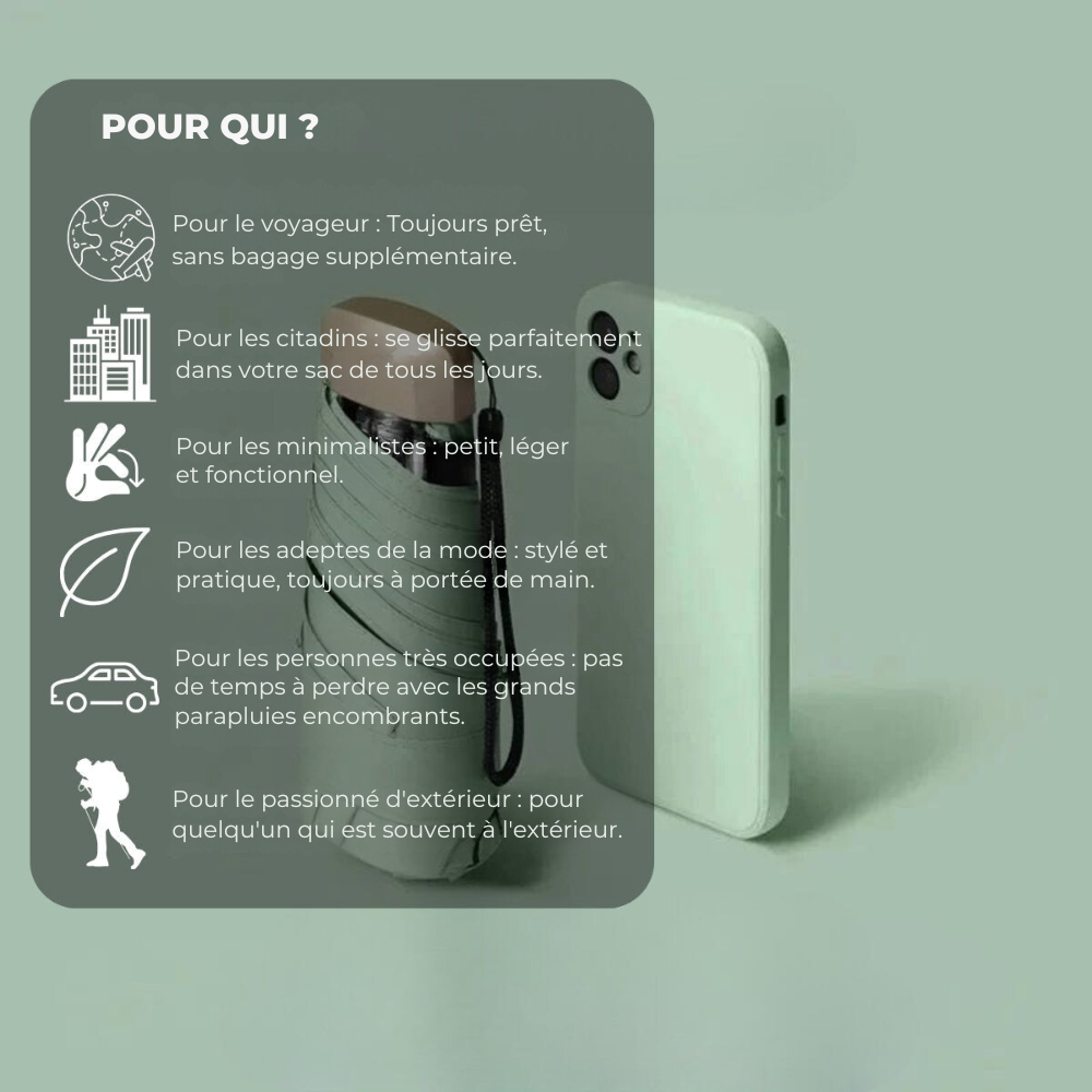 Raxiva-parapluie compact arme secrete contre pluie