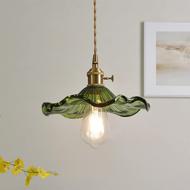 Raxiva-luminaire pendentif hibiscus verre souffle elegance