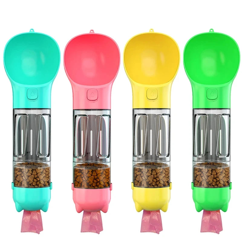 Raxiva-3 in 1 portable dog water bottle hydration snacks and clean up on the go