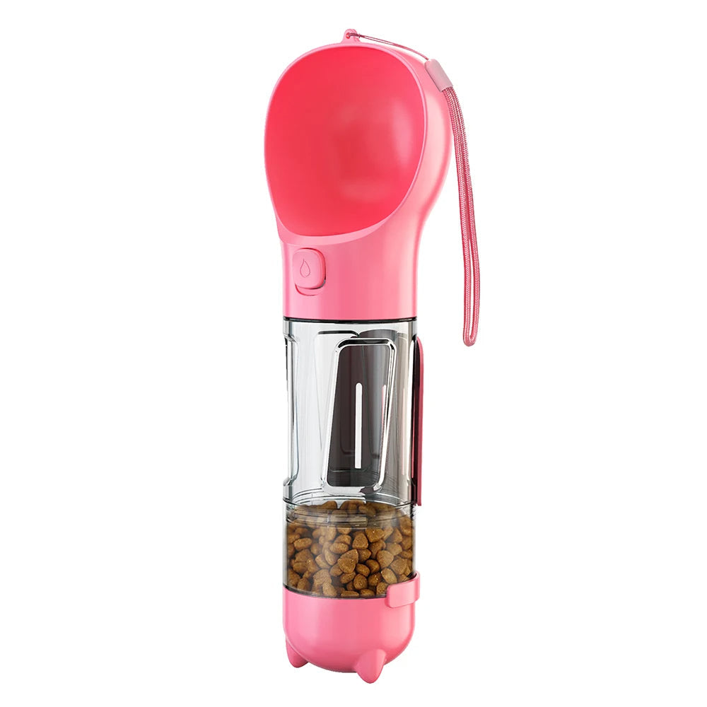 Raxiva-3 in 1 portable dog water bottle hydration snacks and clean up on the go