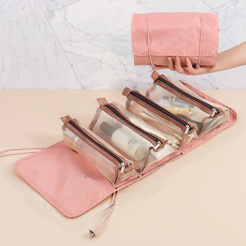 Raxiva-4 in 1 detachable makeup bag portable foldable travel cosmetic organizer pouch