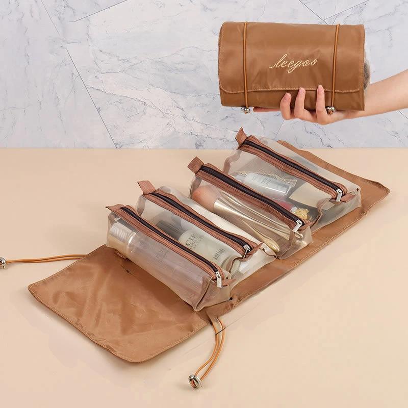 Raxiva-4 in 1 detachable makeup bag portable foldable travel cosmetic organizer pouch