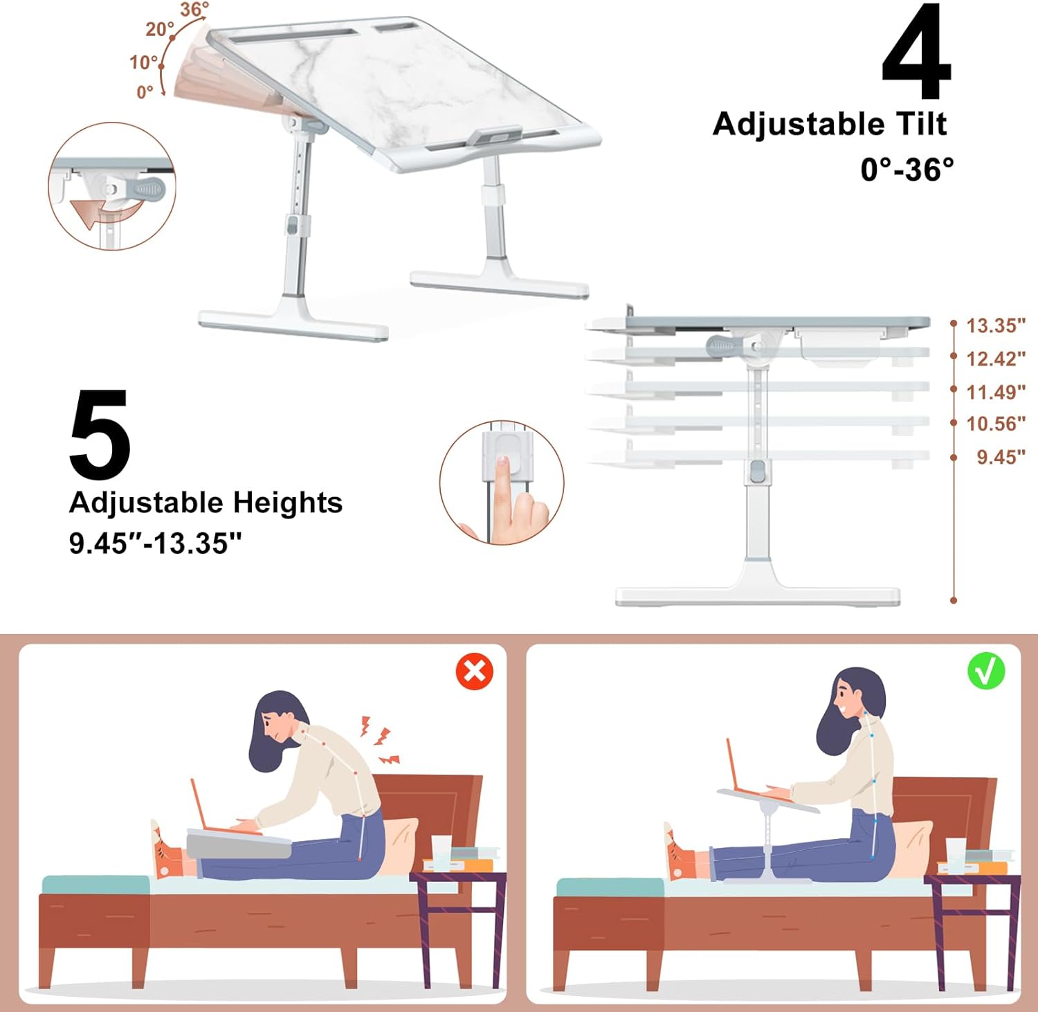 Raxiva-adjustable laptop stand for bed