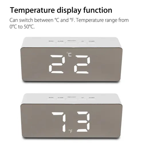 Raxiva-digital alarm clock smart mirror desktop bedside light