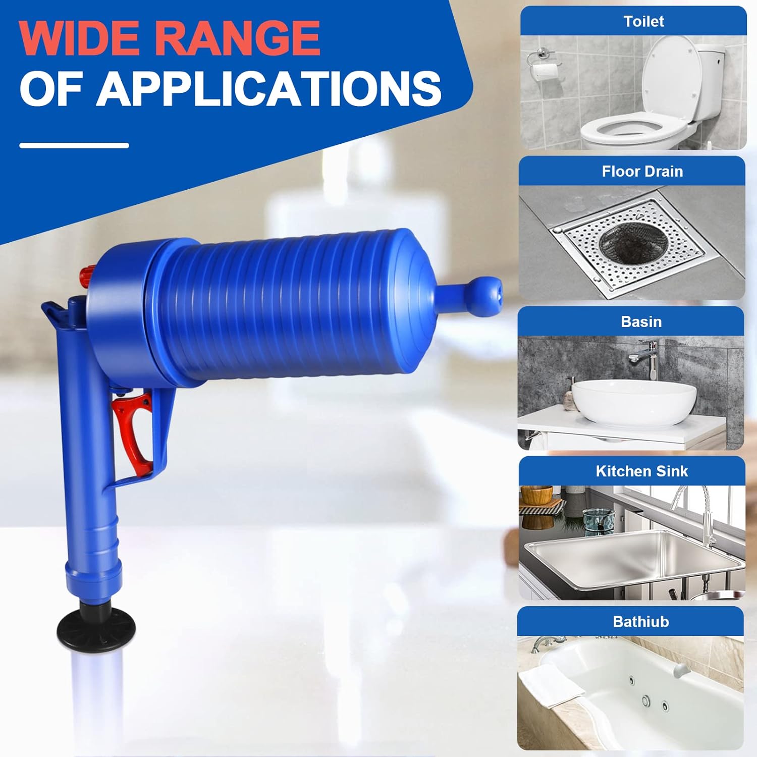 Raxiva-drain blaster air toilet sink plunger gun drain clog removal tool