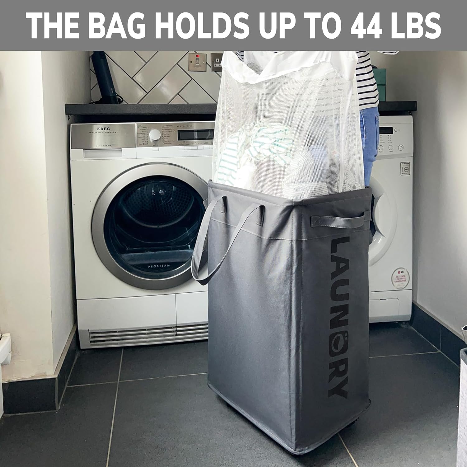 Raxiva-75l collapsible large laundry basket with wheels