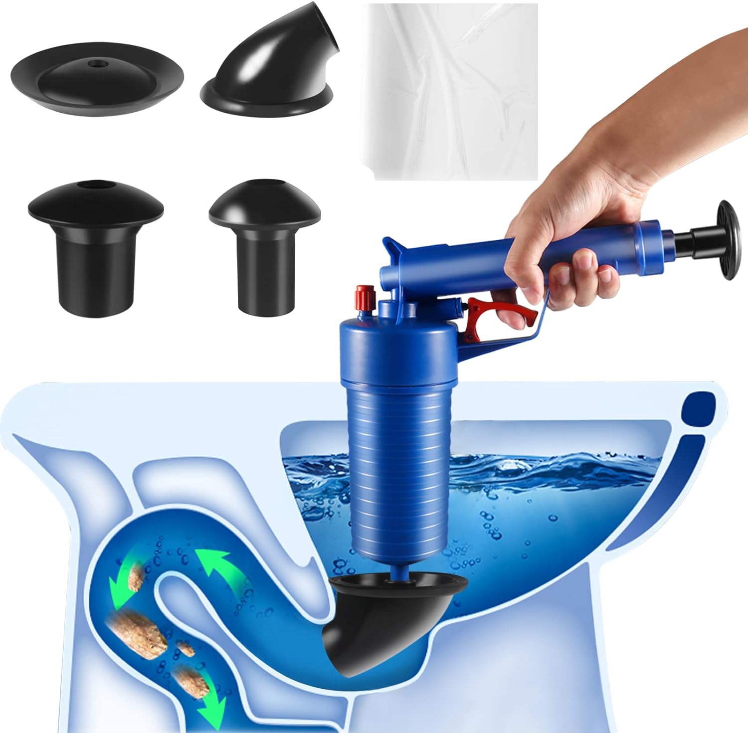 Raxiva-drain blaster air toilet sink plunger gun drain clog removal tool
