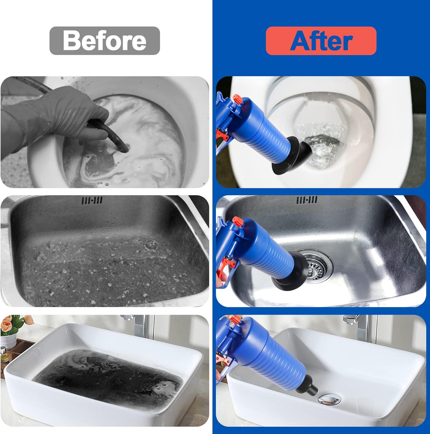 Raxiva-drain blaster air toilet sink plunger gun drain clog removal tool