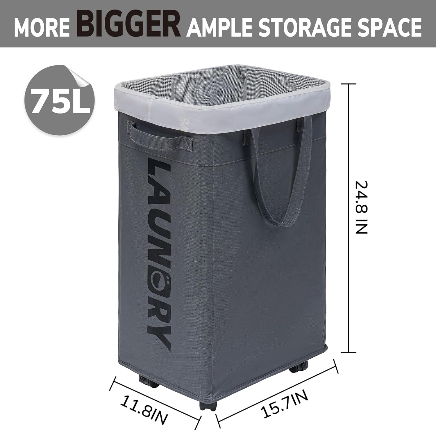 Raxiva-75l collapsible large laundry basket with wheels