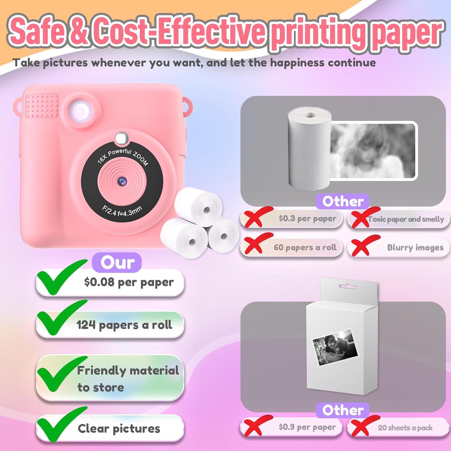 Raxiva-digital portable instant print camera for kids