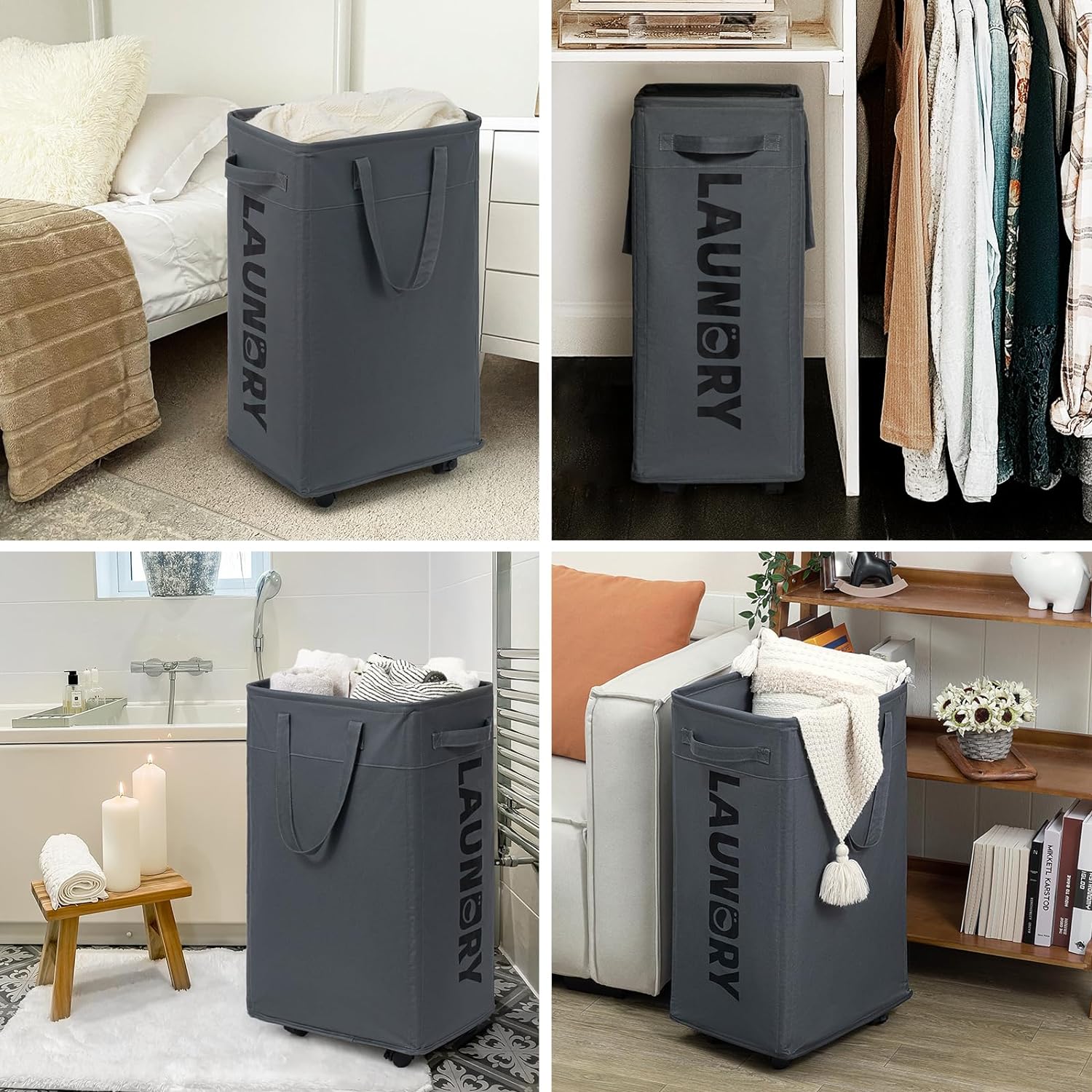 Raxiva-75l collapsible large laundry basket with wheels