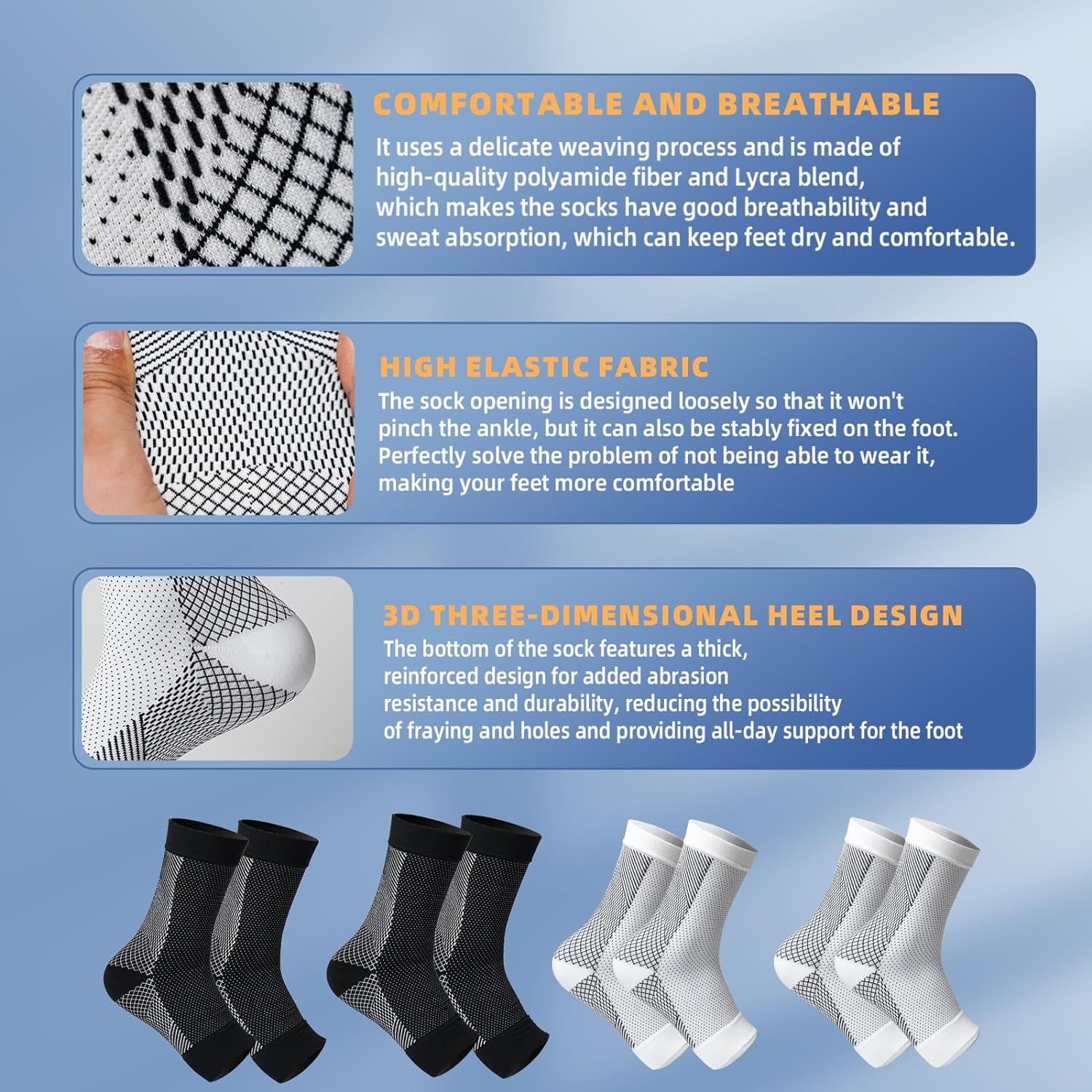 Raxiva-4 pairs premium therapy socks for men and women