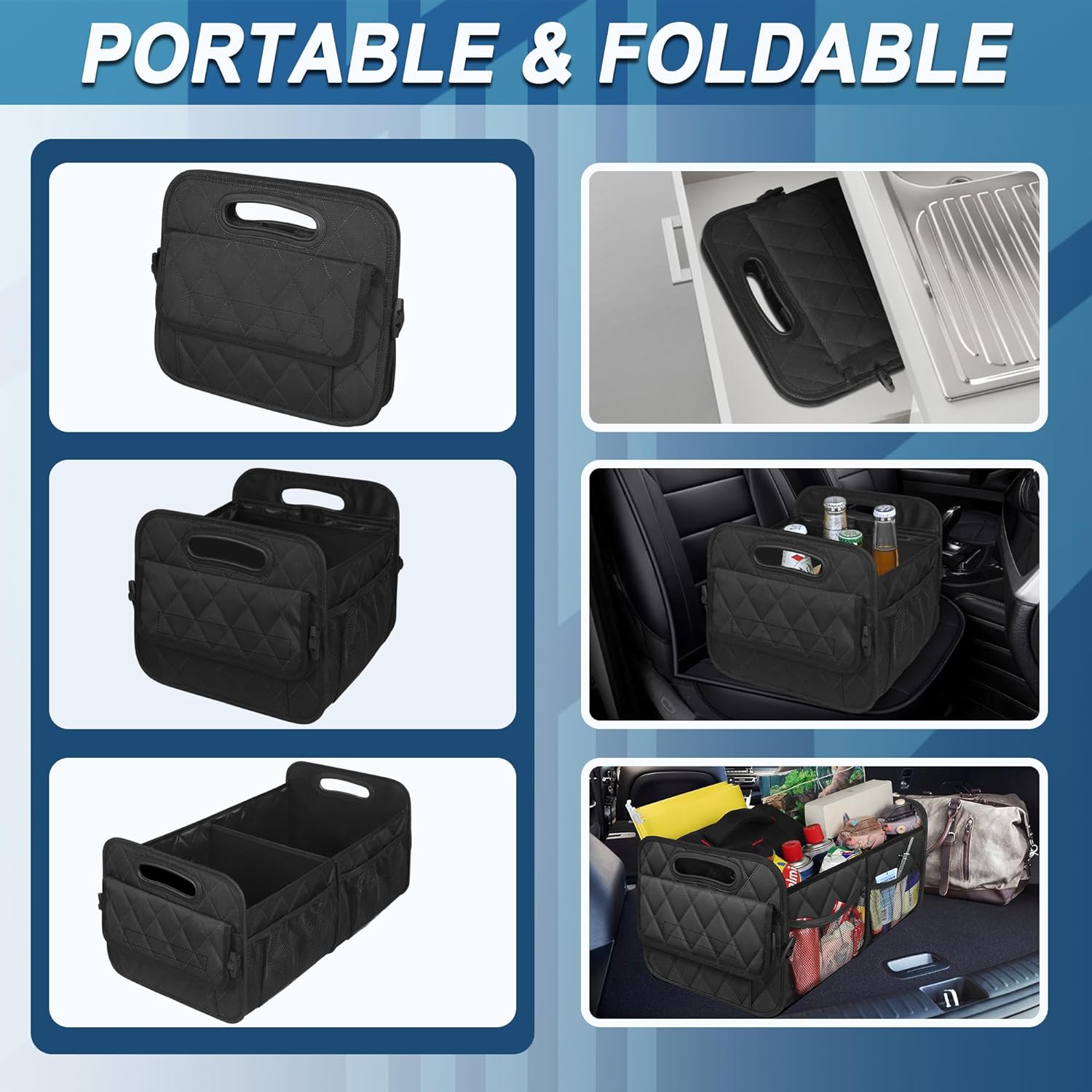 Raxiva-car trunk storage organizer