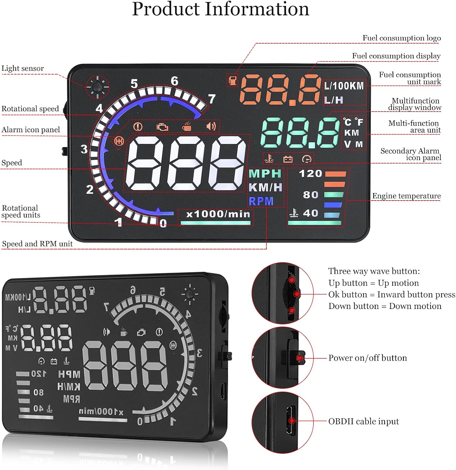 Raxiva-head up display car hud p8