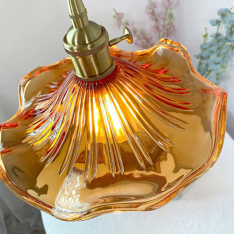 Raxiva-luminaire pendentif hibiscus verre souffle elegance