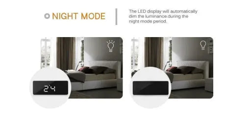 Raxiva-digital alarm clock smart mirror desktop bedside light