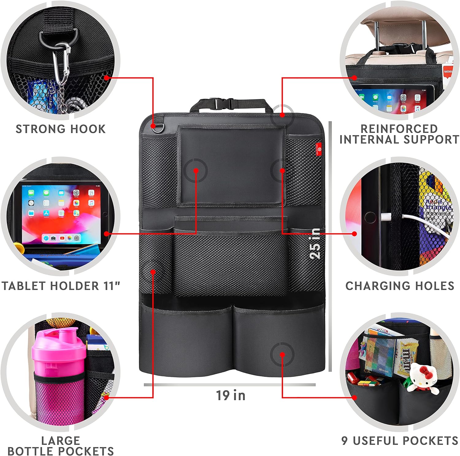 Raxiva-2 pack car backseat organizer