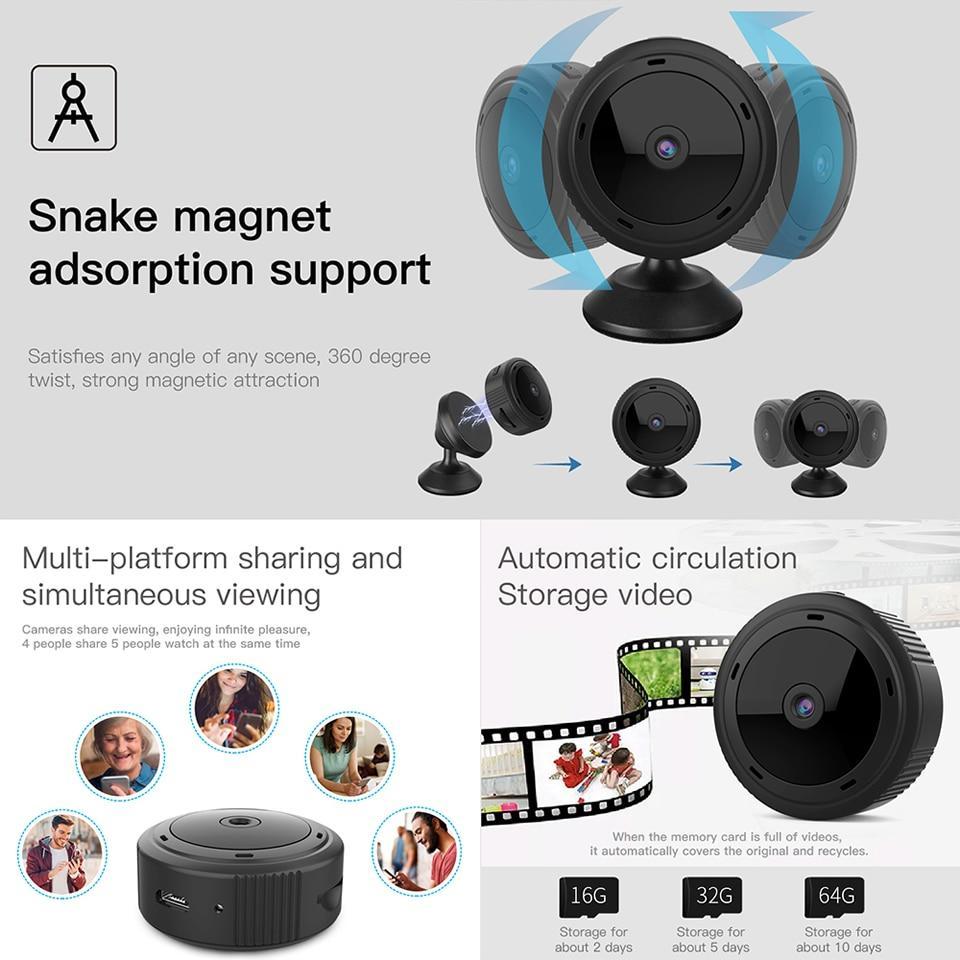 Raxiva-mini wifi camera 1080p hd infrared night vision home security baby monitor
