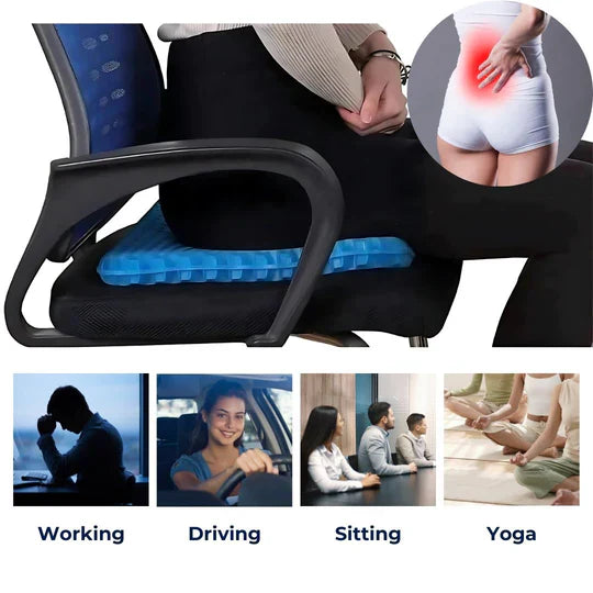 Raxiva-orthopedic gel seat cushion pressure relief tailbone lower back support office car wheelchair