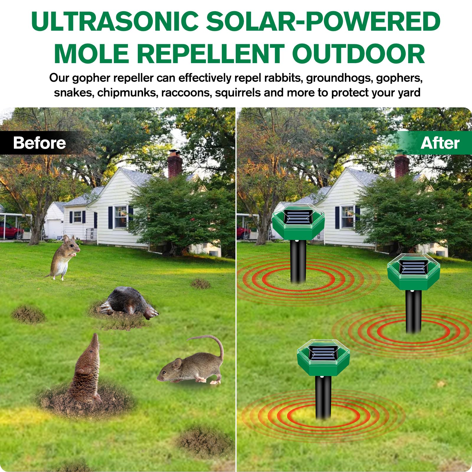 Raxiva-ultrasonic mole repellent four pack