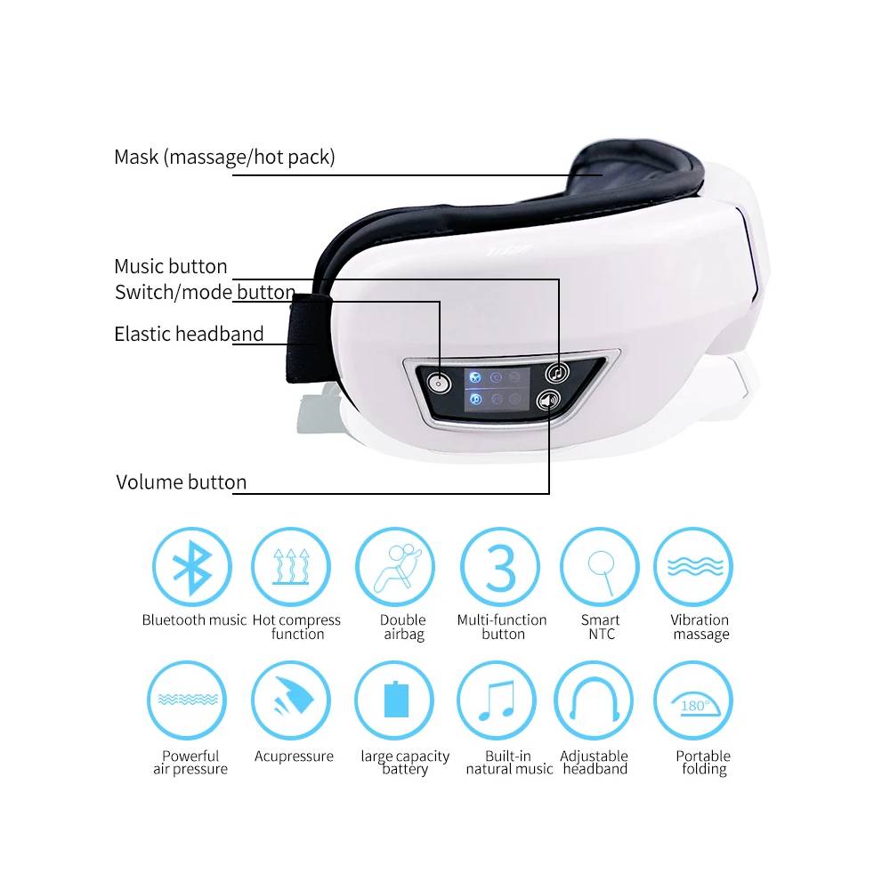 Raxiva-bluetooth eye massager vibration therapy ultimate relaxation