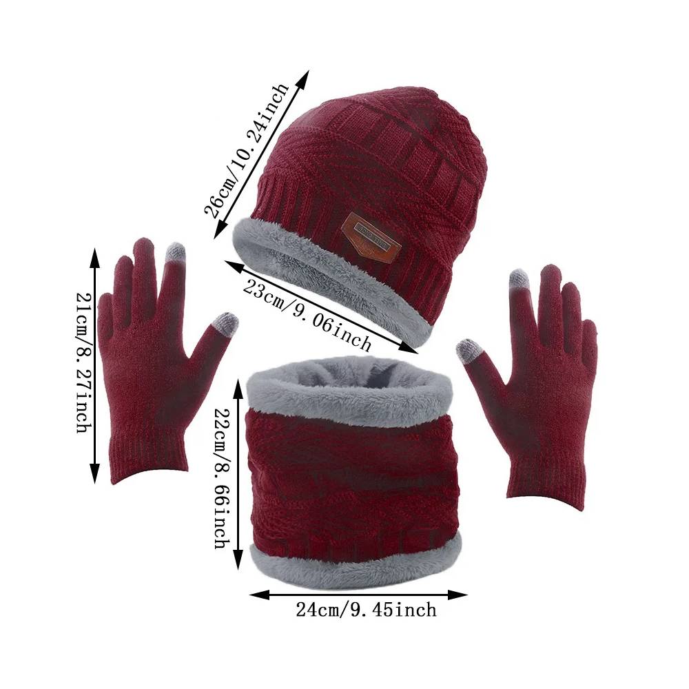 Raxiva-unisex winter hat scarf glove set stay warm in style