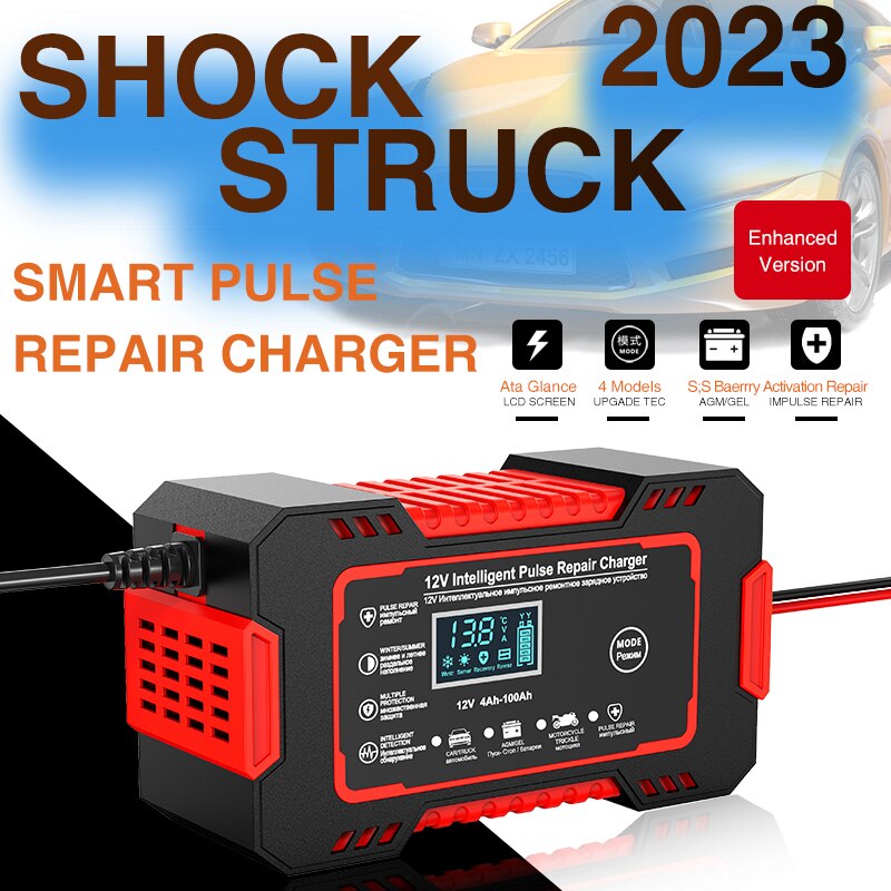 Raxiva-car battery charger 12v 6a pulse repair lcd display