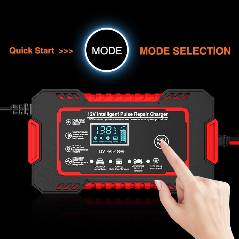 Raxiva-car battery charger 12v 6a pulse repair lcd display