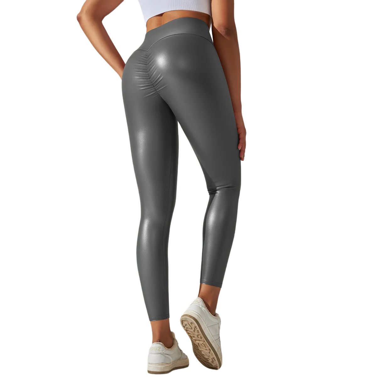 Raxiva-high waisted faux leather push up leggings sculpt your figure in style