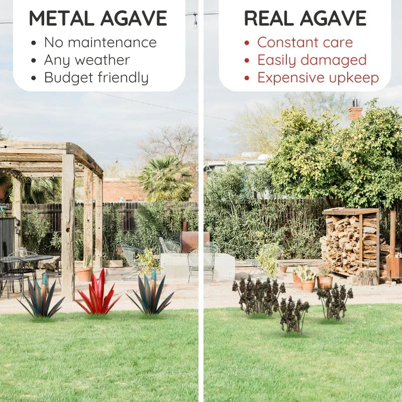 Raxiva-agave americana metal decor plant