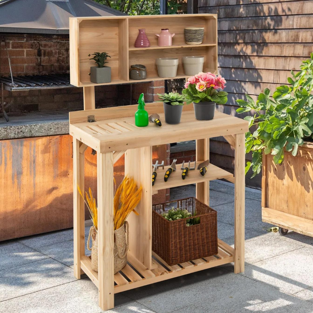 Outdoor Gardening Potting Workbench Table with Storage-Fivira-SKU38841708186796093Outdoor Gardening Potting Workbench Table with Storage7491665363005, Outdoor Gardening Potting Workbench Table with Storage, , Fivira, Outdoor Gardening Potting Workbench Table with Storage,