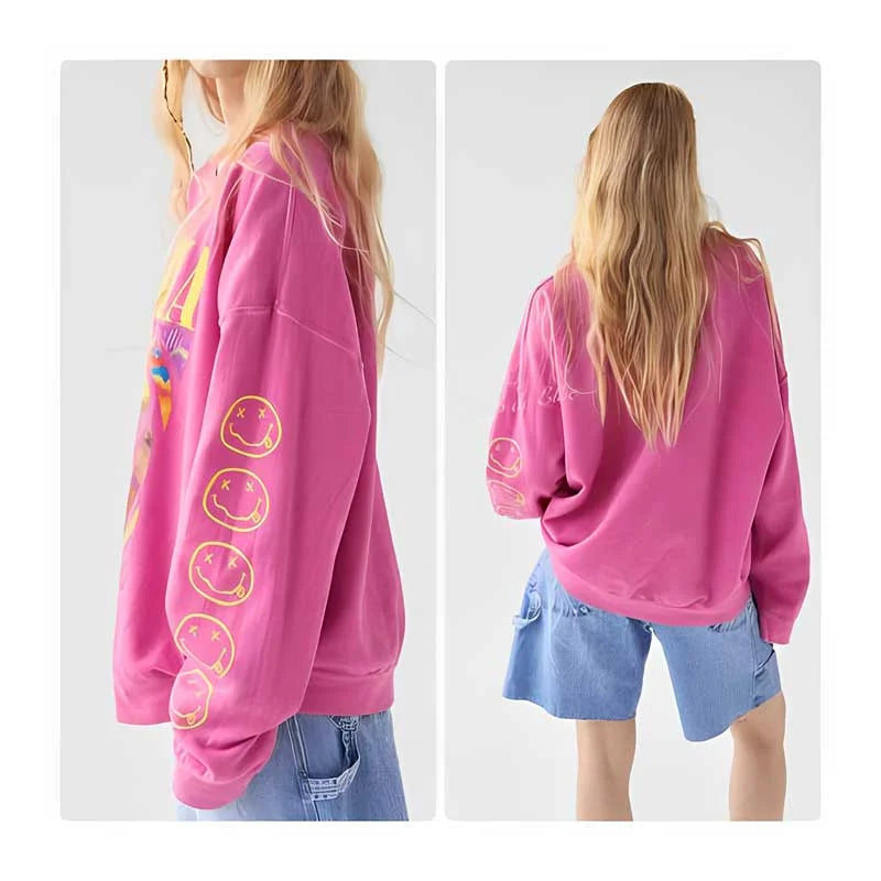 Raxiva oversized smiley sweatshirt