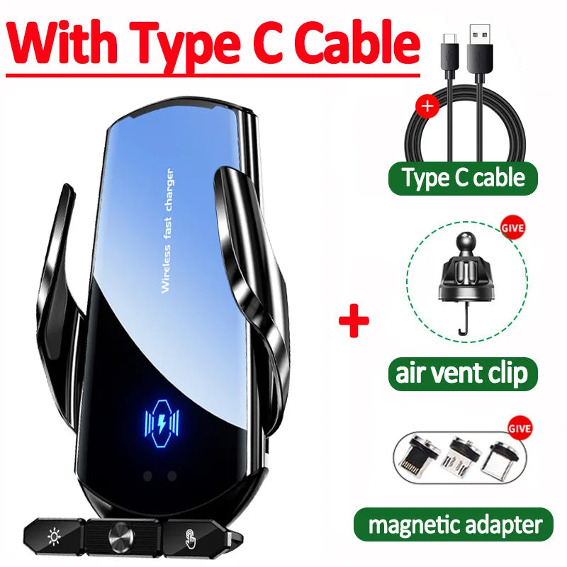 Raxiva-15w auto clamping wireless car charger secure fast charging on the go