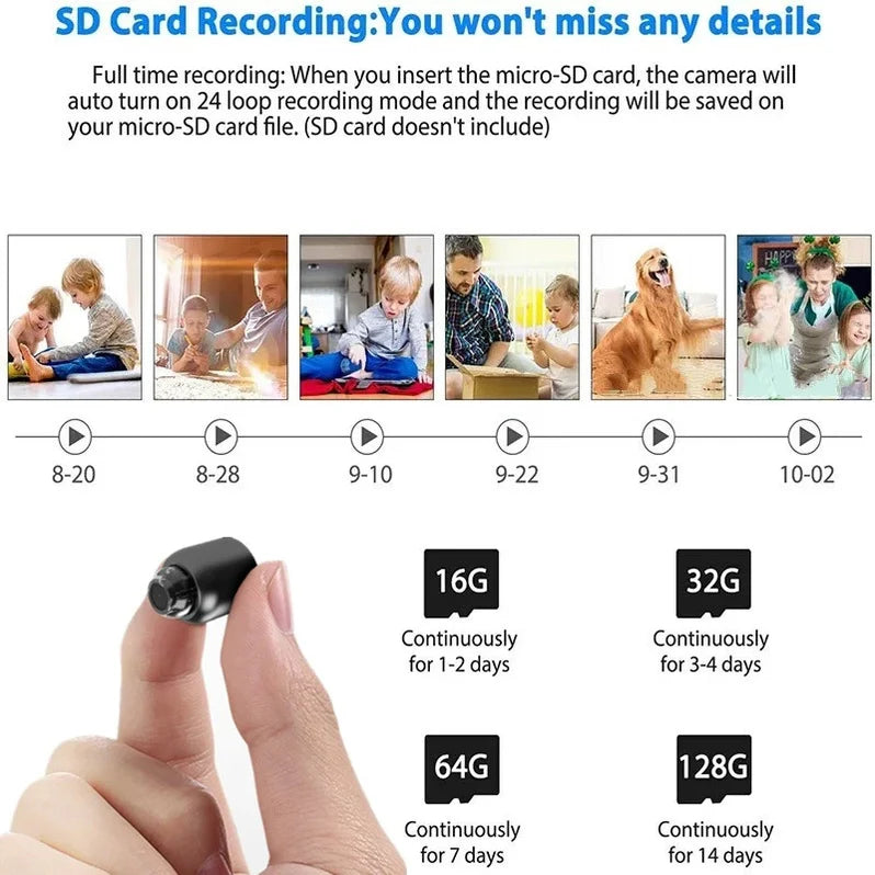 Raxiva-mini wifi camera 1080p wireless surveillance security with night vision motion detection 160 degree audio recording google play compatible perfect for baby monitoring ip cam needs