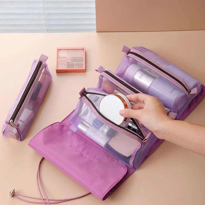 Raxiva - 4-in-1 Detachable Makeup Bag Set – Portable, Foldable Travel Cosmetic & Toiletry Organizer Pouch