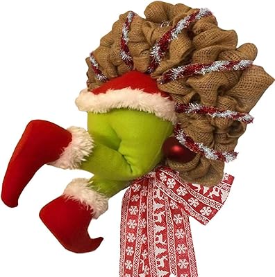 Raxiva - Christmas Thief & Elf Leg Burlap Wreath – Whimsical Holiday Décor for a Playful Festive Touch