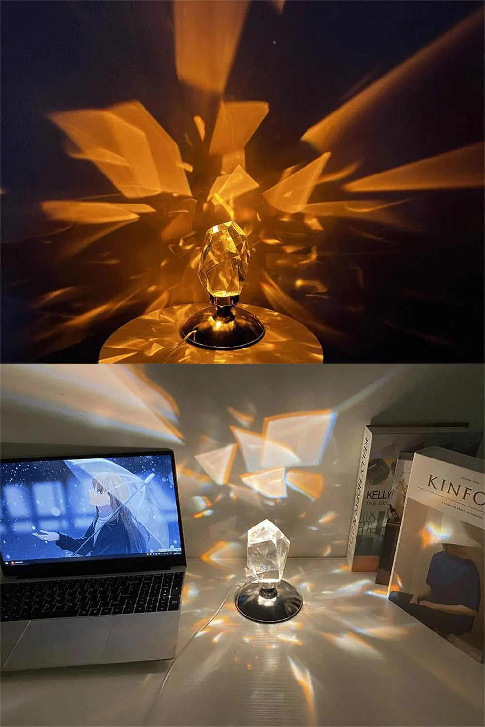 Raxiva - Crystal Stone Lamp with 16 RGB Colors – Elevate Your Home Décor with This Stylish Diamond Table Light for a Magical Ambiance in Any Room