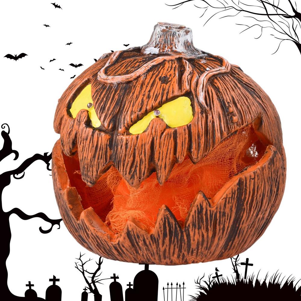 Raxiva - LED Pumpkin Lantern - Jack-O-Lantern Decor Mouth Open Talking Halloween Pumpkin Lights For Indoor