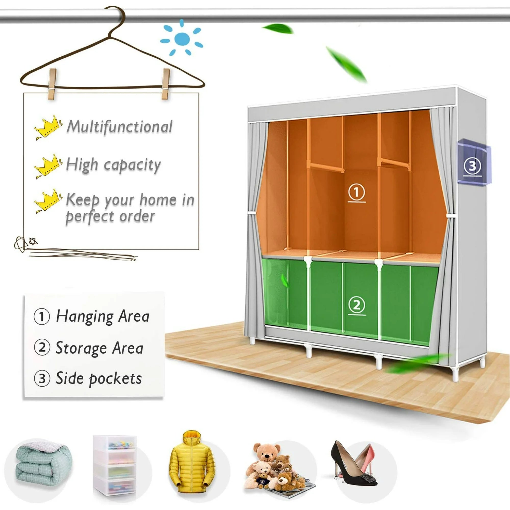 Raxiva - Portable Closet Clothes Wardrobe