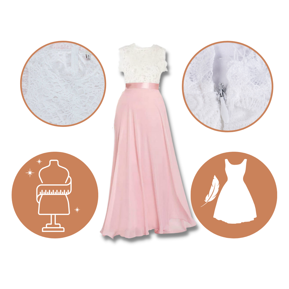 Raxiva - Prairie Chic Lace Chiffon Dress