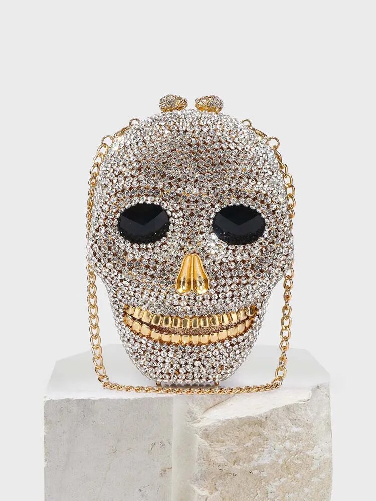 Raxiva - Skull Head Clutch - Halloween Women's Crystal Party Clutch Bag